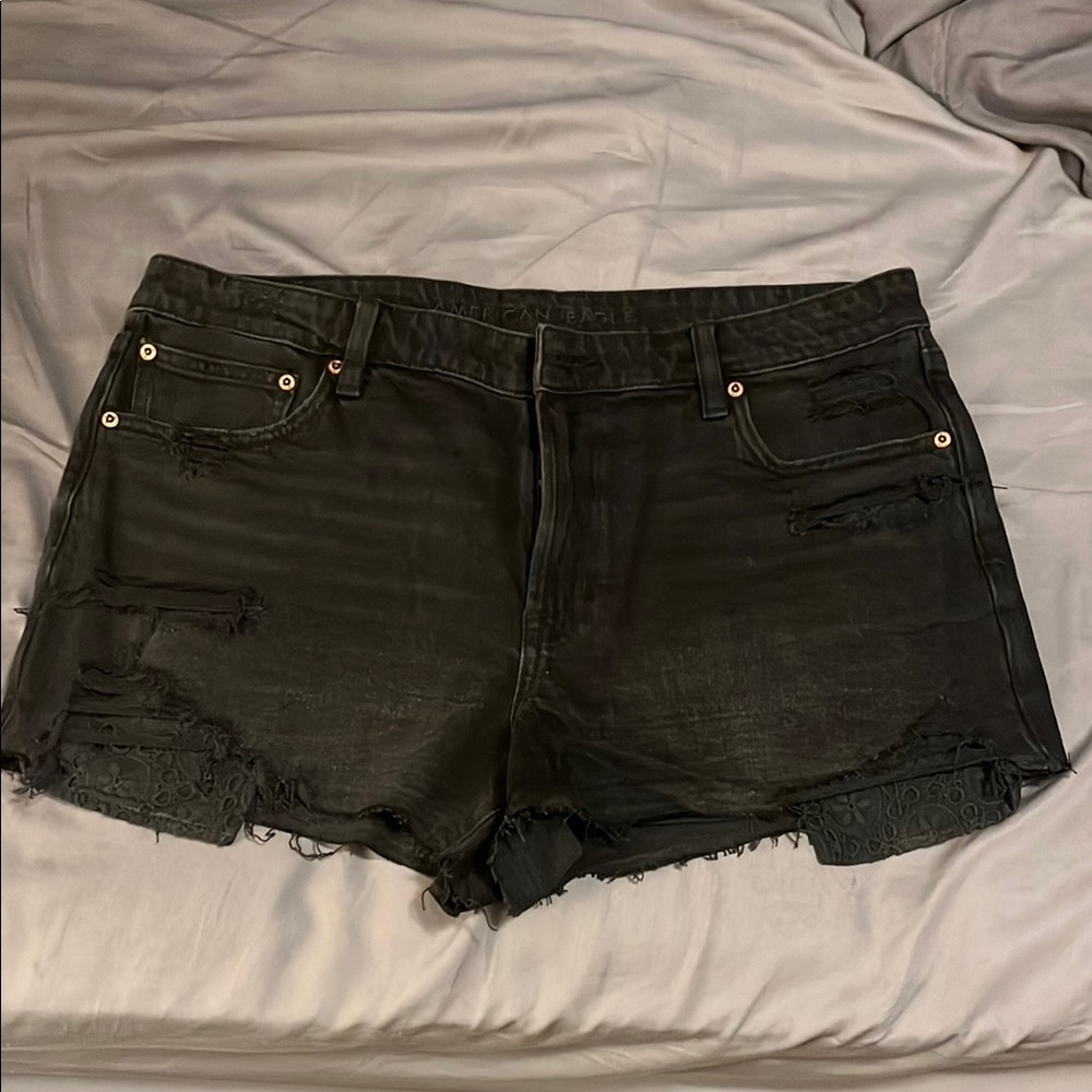 AE Black Distressed Women's Denim Shorts